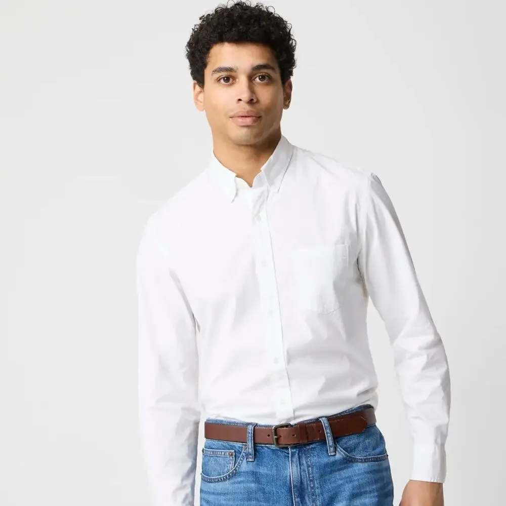 J.Crew Slim Untucked Flex Washed Casual Shirt XL White Long Sleeve Button Down
